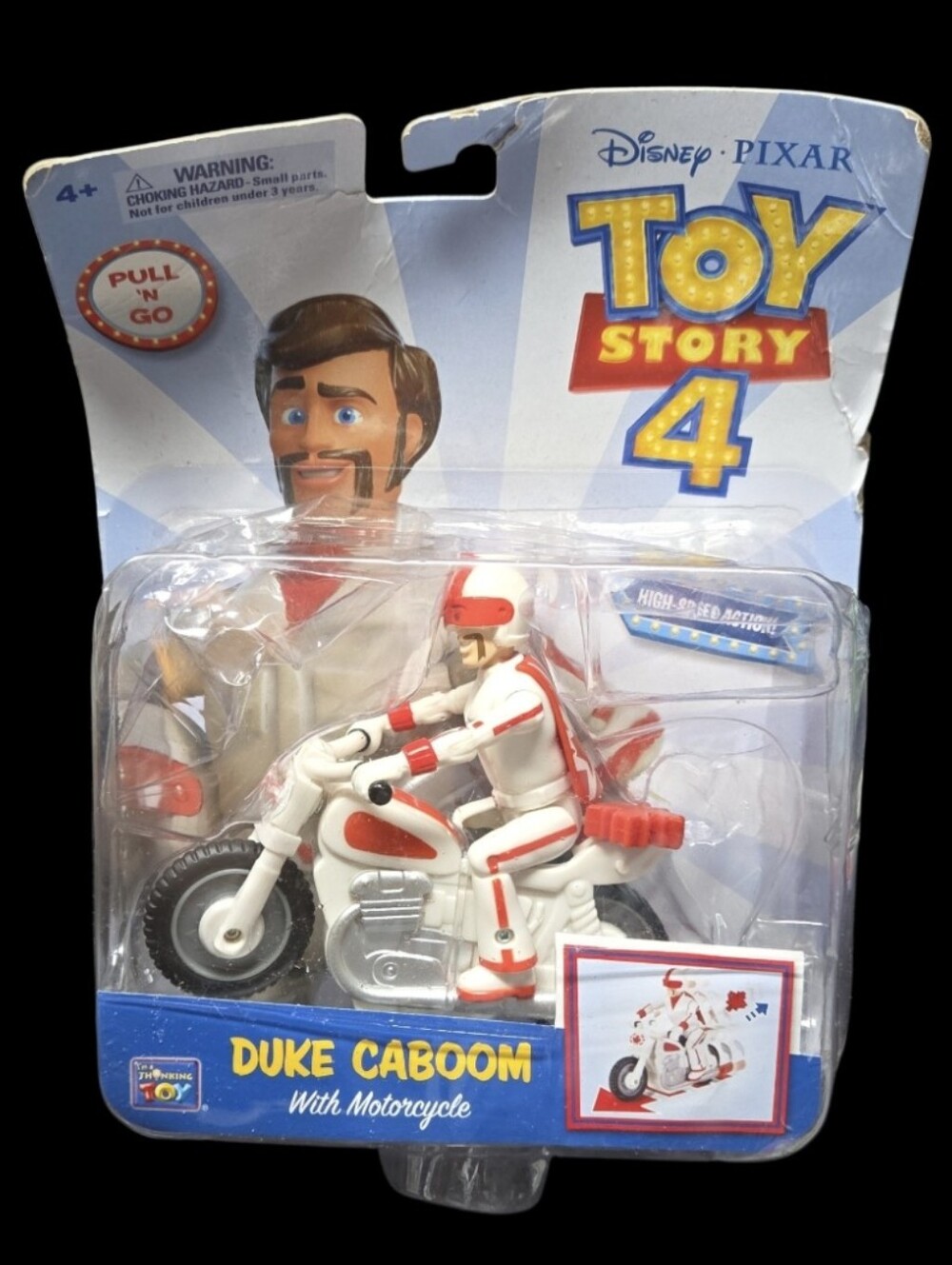 Disney/Pixar Toy Story 4 Duke Caboom Action Figure with White & Red Motorcycle